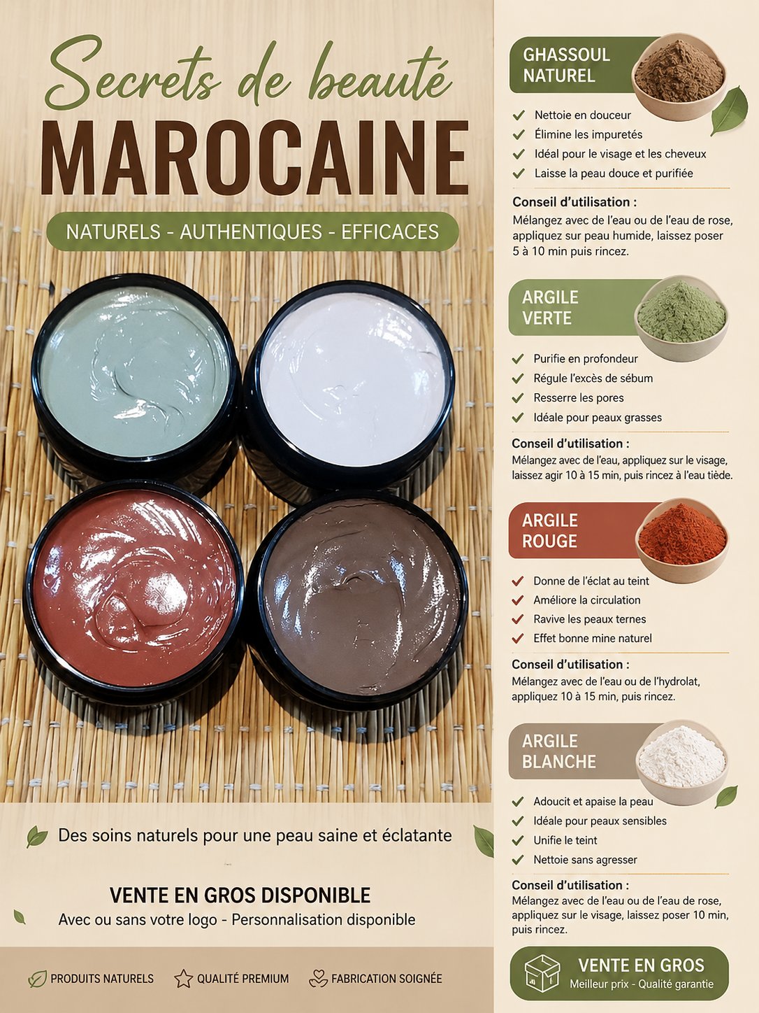 Masques à l’Argile : Verte, Rouge et Blanche